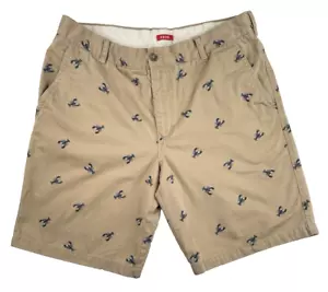 IZOD Lobster Saltwater Washed Classics Chino Shorts Mens 38 Tan Lobster Print - Picture 1 of 10