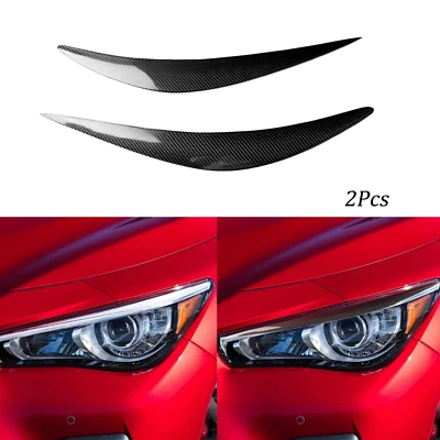 Borde de cubierta de cejas de faros de fibra de carbono para Infiniti Q50 Q60 2014-2020 Foto 1 de 4