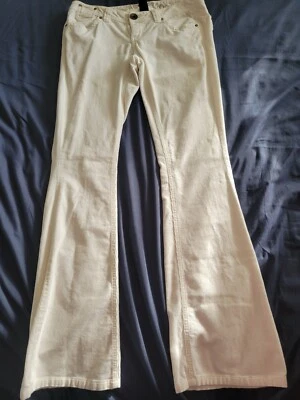  Pantalón de mezclilla Ellemenno blanco bootcut para jóvenes talla 3 pierna acampanada fino con cordón de colección Foto 1 de 4