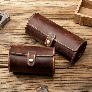 Genuine Leather Watch Box Travel Wrist Roll Jewelry Display Buckle Storage Case - Picture 1 of 13