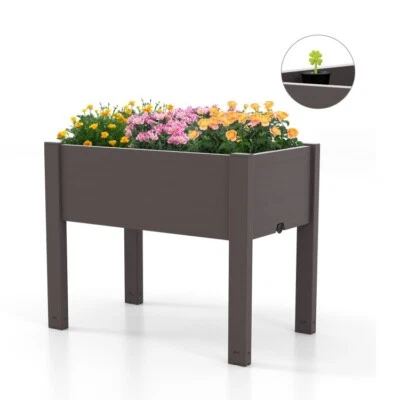 53L Raised Garden Bed & Self-Watering Flower Planter Box w/ Water Level Monitor - Image 1 of 4