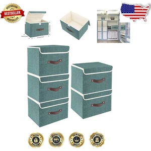 Elegant 5-Piece Fabric Storage Bins with Dust-Proof Lids for Clutter-Free Living - Picture 1 of 9