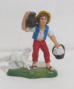 I117190 Schäferhund Krippe - Plastikfigur - Mann mit Körben und Schaf - Bild 1 von 5