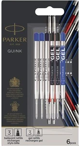 Parker 2032738 Jotter Refills Discovery Pack of 6 (3 Ballpoint & 3 Gel Refills) - Picture 1 of 2
