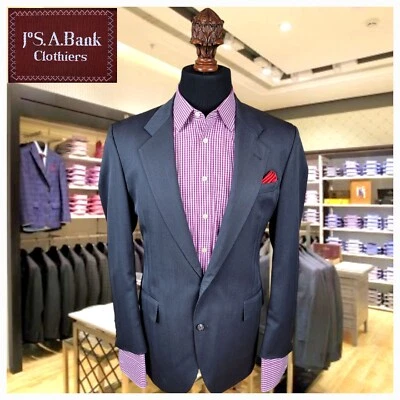 Blazer Abrigo Traje Deportivo Para Hombre Vintage JOS A BANK Gris Espiga Rayas 41L Foto 1 de 4