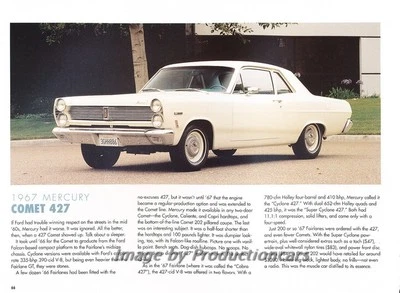 1967 Mercury Comet 427 and Cyclone - Original Car Print Article J263 Foto 1 de 2