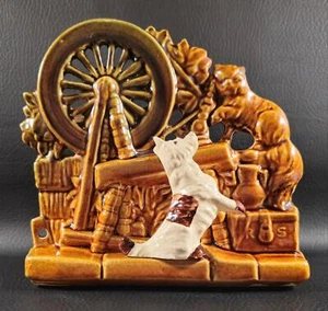 Vintage McCOY Wheaten Scottie Spinning Wheel PLANTER Scotty Dog - Picture 1 of 9