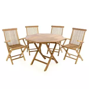 DIVERO Gartenmöbel-Set Terrassenmöbel-Garnitur Sitzgruppe Teakholz Tisch Ø 100cm - Bild 1 von 8
