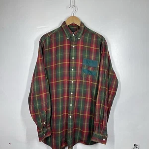 Vintage Ralph Lauren Flannel Shirt Mens L Tall Red Green Check Tartan - Picture 1 of 7