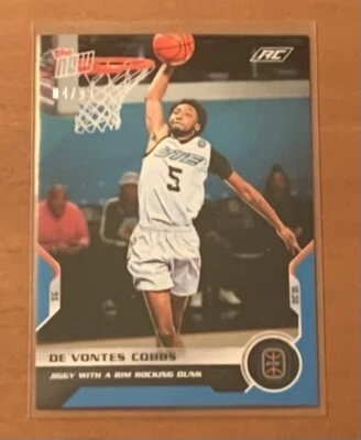 2021 TOPPS NOW OVERTIME ELITE #6 DE’VONTES COBBS NUMBERED 4/49 BLUE PARALLEL - Image 1 of 2