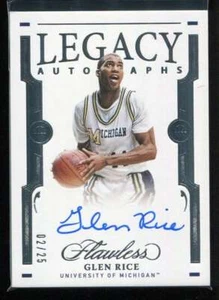 Autógrafos Panini Flawless Collegiate Legacy 2021-22 26 Glen Rice automático 2/25 - Imagen 1 de 1