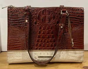 Brahmin Melbourne Tri-Tone Vintage Shoulder Purse Handbag Tan Brown Croc - Bild 1 von 17