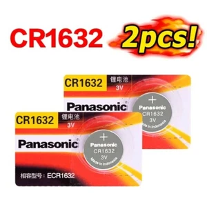 PANASONIC Battery CR1632 BR1632, 1632 Lithium 3V Button Coin Cell Battery 2pcs - Picture 1 of 5