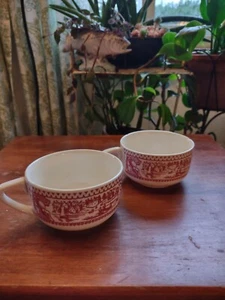 Set of 2 Royal China Memory Lane Acorn Oak Leaf Red Tea Cup - Picture 1 of 4