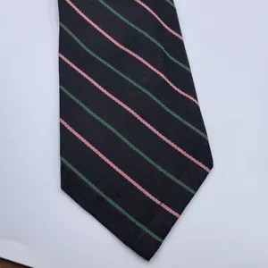 Polo Ralph Lauren cravatta di seta Repp classica 57x3 pollici nera con righe verde rosa - Foto 1 di 7