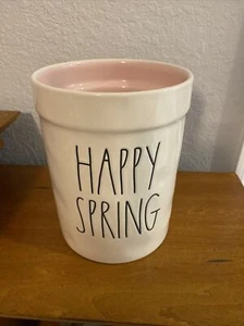 RAE DUNN - "Happy Spring" Utensil Holder - Farm House Decor Pink Interior NEW - Picture 1 of 4