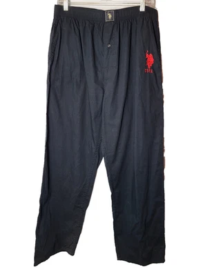 US Polo Assn Men's Sleep Pants XL Black Embroidered Red Big Jockey Logo Pockets - Image 1 of 4