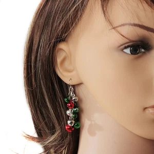 Multicolor Weihnachten Legierung Jingle Bell Ohrringe Chandelier Ohrhänger Geschenk - Bild 1 von 11