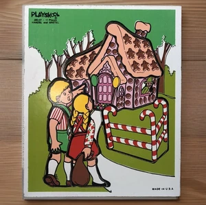 Vtg Playskool Hanzel & Gretel Wooden Tray Puzzle 290-07 11pc USA Made Fairy Tale - Picture 1 of 12