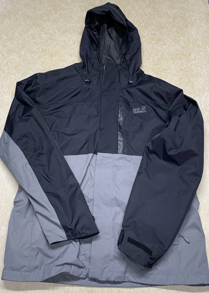 JACK WOLFSKIN TEXAPORE Hombres Chaqueta Grande Con Capucha Cremallera Completa Impermeable 3 en 1 Camisa Foto 1 de 4
