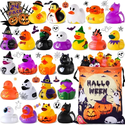 24 Piezas Patos de Goma de Halloween, Rellenos Bolsa de Artículos, para Jeeps, Fiestas Foto 1 de 4