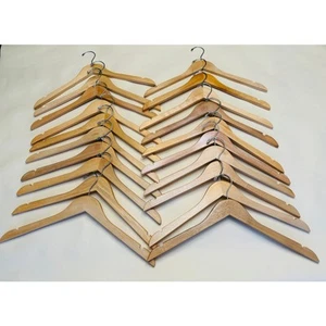 (40) Solid Wooden Hangers with 360 Rust Resistant Swivel Top Hook - Natural - Picture 1 of 5
