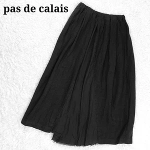 Pas de Calais Linen Flare Long Skirt Black Size 36 - Picture 1 of 11