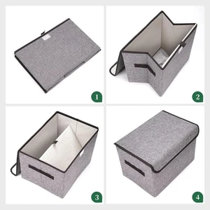 4-PK Foldable Stackable Storage Bins with Lids - Closet Organizer Boxes 15x10x10 - Picture 1 of 8