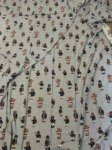 Ralph Lauren Vintage Polo Teddy Bear Full Size Flat Sheet Blue Stripe Cotton - Picture 1 of 4