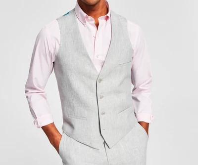 Chaleco separado traje de lino texturizado ajustado Bar III para hombre Foto 1 de 4