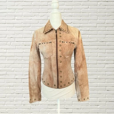 Jaqueta de couro vintage cravejada bronzeada - ajustada cropped dourada cravejada Roncelli Vibes Xs - Imagem 1 de 4