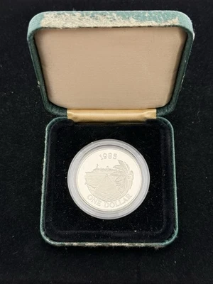 Bermuda Silver Dollar 1985 crucero prueba de turismo con caja/artículo de certificado de autenticidad #743 Foto 1 de 4