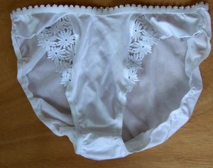 Vintage size 14 ST Michael High Leg Knickers Panties Briefs Satin Look White - Picture 1 of 6