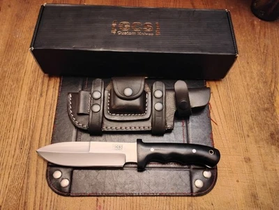 Cuchillo de hoja fija GCS 6" D2 hoja mango Micarta funda de cuero hecho en EE. UU.  Foto 1 de 4