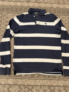 Camisa Polo De Colección Abercrombie & Fitch Muscle Rugby Hombres M Azul Blanco Rayas - Imagen 1 de 5