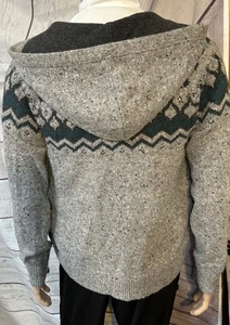 Banana Republic Gr. M grau & grün Wollmischung durchgehender Reißverschluss Strick Kapuze Pullover Jacke - Bild 1 von 5
