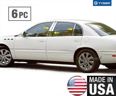 TYGER Fits 97-05 Buick Park Ave 6PC Stainless Steel Chrome Pillar Post Trim Foto 1 de 4