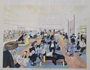 Handsignierter Martin Holt "Oyrobics" GYM 175/310 Judaica Jewish Men gerahmter Druck - Bild 1 von 5