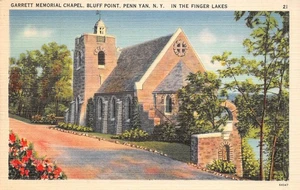 Penn Yan New York Postkarte Garrett Memorial Chapel Bluff Point Finger Lakes - Bild 1 von 5