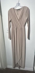 Boohoo side slit maxi cocktail dress gray Sz 14 - Picture 1 of 17