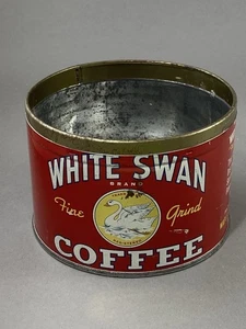 Vintage White Swan Brand Schlüssel Wind Kaffee Blechdose - ohne Deckel - leer - 3 1/2" x 5" - Bild 1 von 9