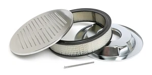 Transdapt 6700 Round Air Cleaner Set Pinstripe Ball-Milling 14 In. X 3" Aluminum - Picture 1 of 7
