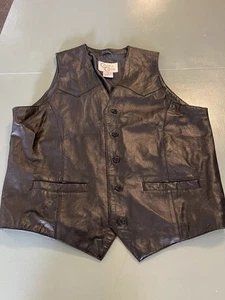 Cripple Creek Herren Schwarz Echtleder Biker Weste Western Größe L - Bild 1 von 9