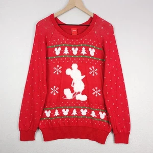 Disney Mickey Mouse Weihnachtspullover Damen groß rot Baumwollmischung Strick - Bild 1 von 13