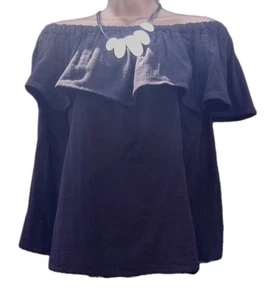 💋Gorgeous linen black bardot off the shoulder summer top NEXT size 18 NEW - Picture 1 of 5