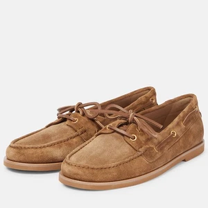 Mocassini slip on stile retrò britannico da donna in vera pelle scamosciata scarpe basse casual - Foto 1 di 9
