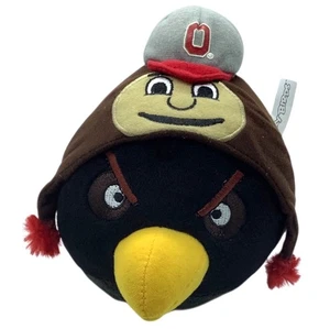 Juguete de peluche Angry Birds Ohio State Buckeyes Brutus Black Bird 6" RARO - Imagen 1 de 5