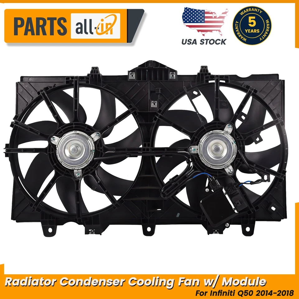 Ventilador condensador radiador 214814GA0A con módulo compatible con Infiniti Q50 2014-2018 Foto 1 de 4