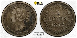 1872-H Newfoundland 5 Cents PCGS VF30 Lot#G302 Silver! - Picture 1 of 4