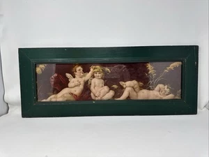Der Favorit von V. Tojetti 1900 Cherub Druck Jugendstil Distressed Rahmen 22 x 6" - Bild 1 von 9